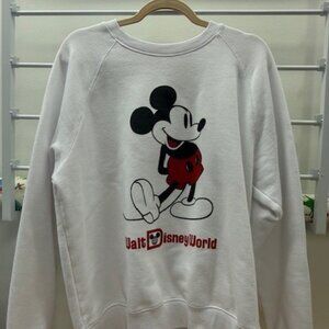 Disney Parks Mickey Mouse White Crewneck Sweatshirt – Walt Disney World (Size L)